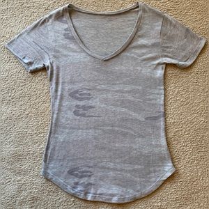 Light Gray Camo Rounded Boatneck with Asymmetrical rounded Hem